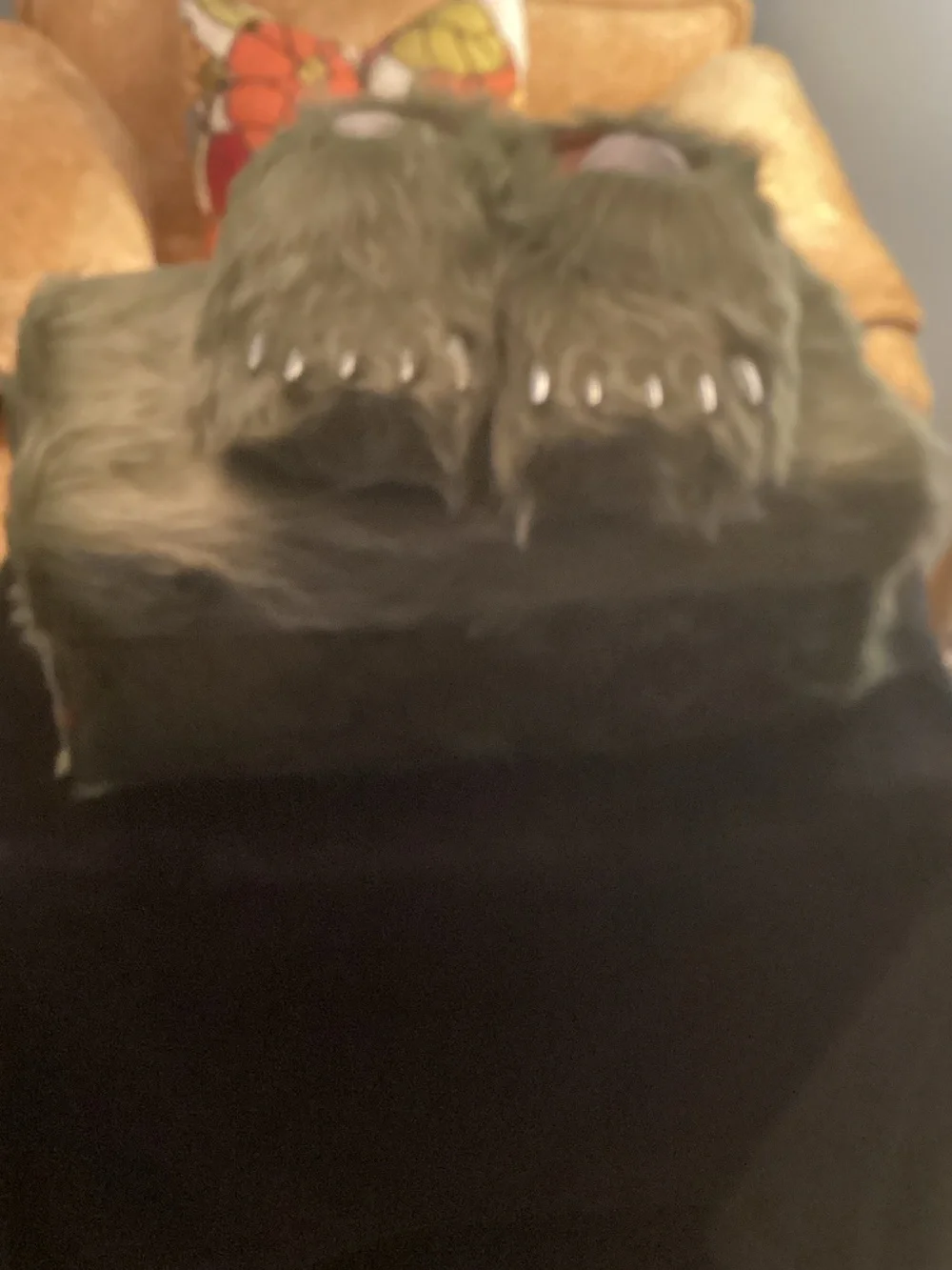 Bravest Studios Olive Green Plush Monster Paw Slippers